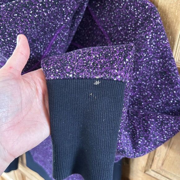Lululemon 6 Black Purple Hoodie Full Zip Scooba Hood Pockets Speckled - Picture 11 of 13